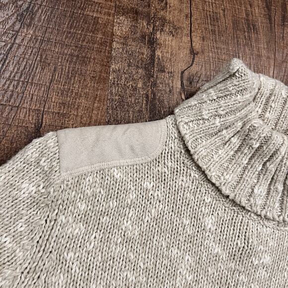 Vintage Ralph Lauren Sweater Military Turtleneck Suede Patches Womens M - Picture 4 of 6